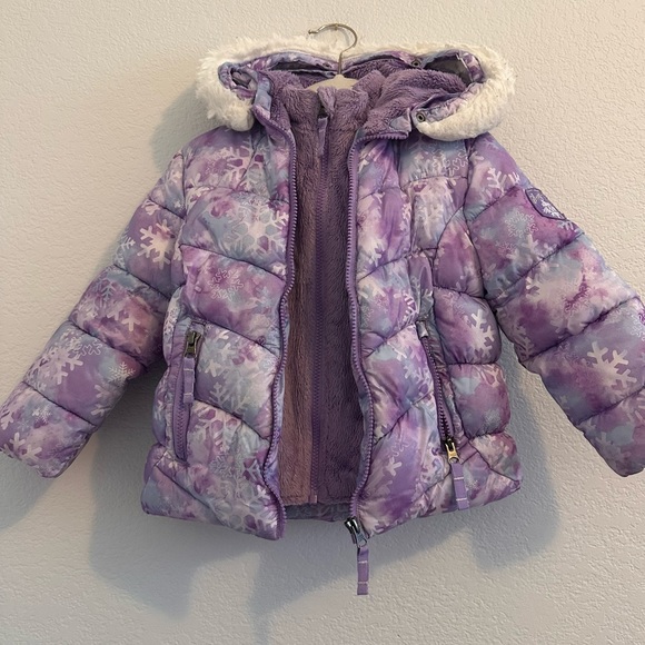Snozu Double Zip Puffer Jacket, Purple Snowflake ❄️ Color. Size Toddler … - Picture 3 of 16